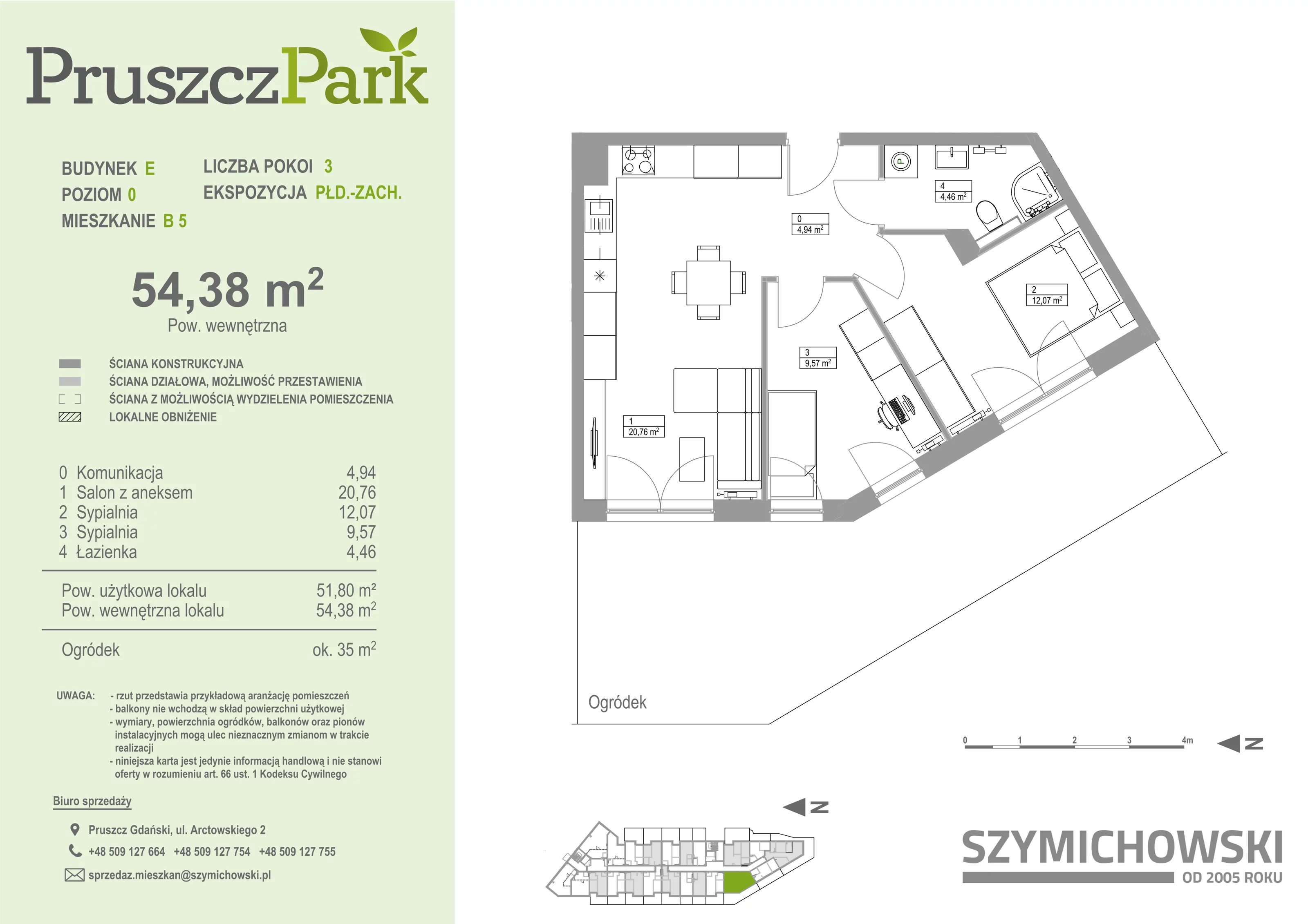 Mieszkanie 54,38 m², parter, oferta nr E-B-5, Pruszcz Park, Pruszcz Gdański, ul. Arctowskiego -idx