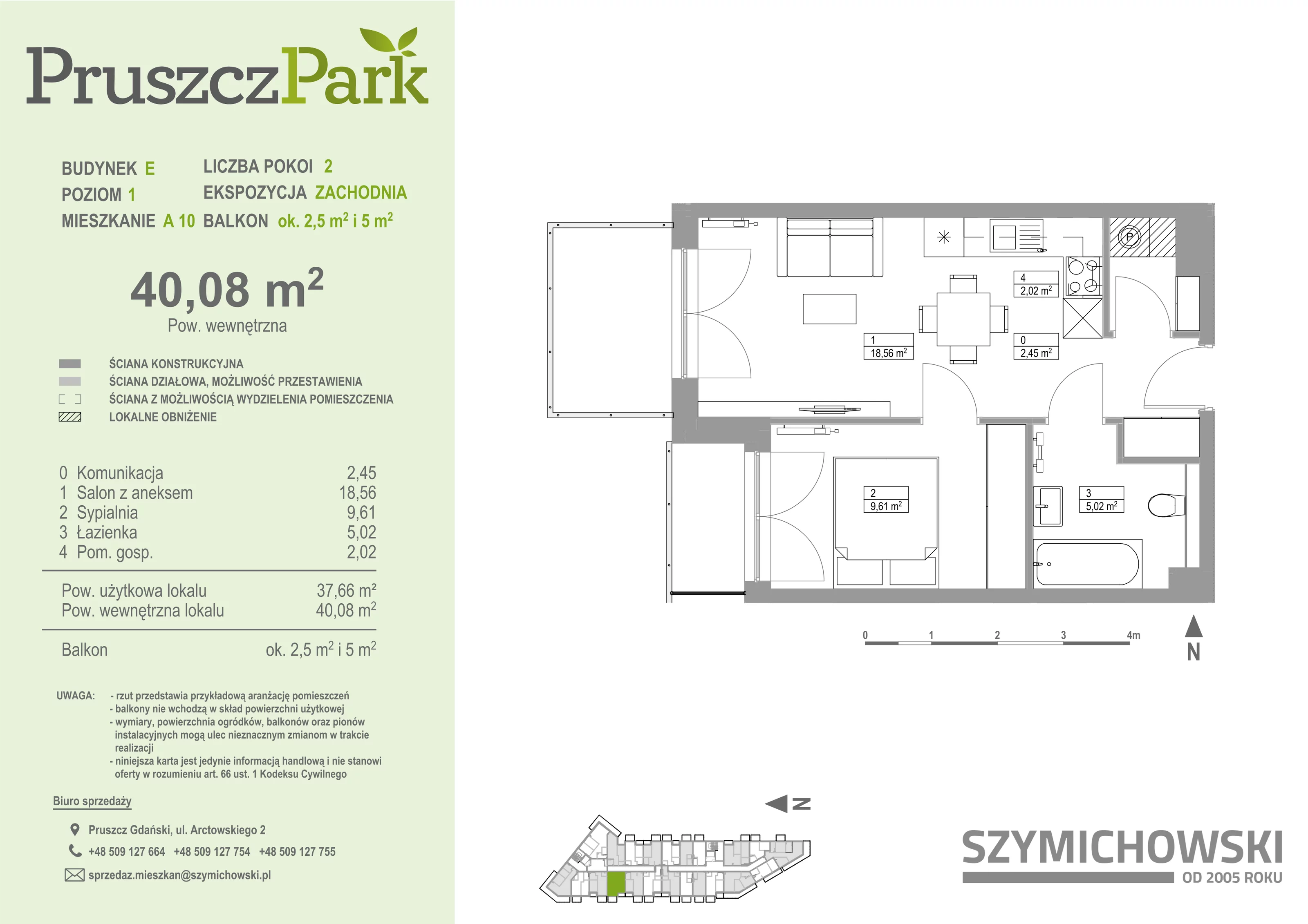 Mieszkanie 40,08 m², piętro 1, oferta nr E-A-10, Pruszcz Park, Pruszcz Gdański, ul. Arctowskiego -idx