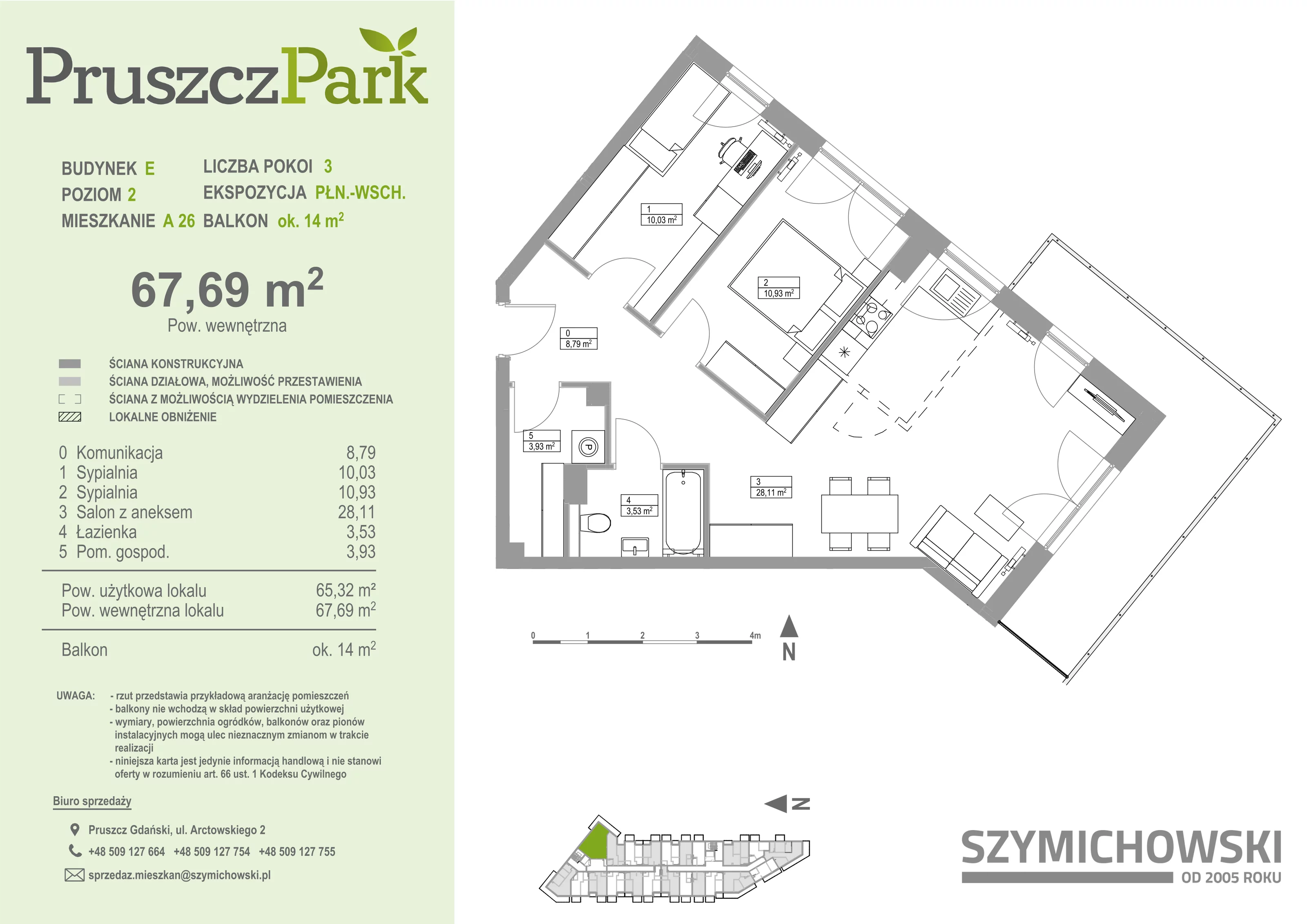 Mieszkanie 67,69 m², piętro 2, oferta nr E-A-26, Pruszcz Park, Pruszcz Gdański, ul. Arctowskiego -idx