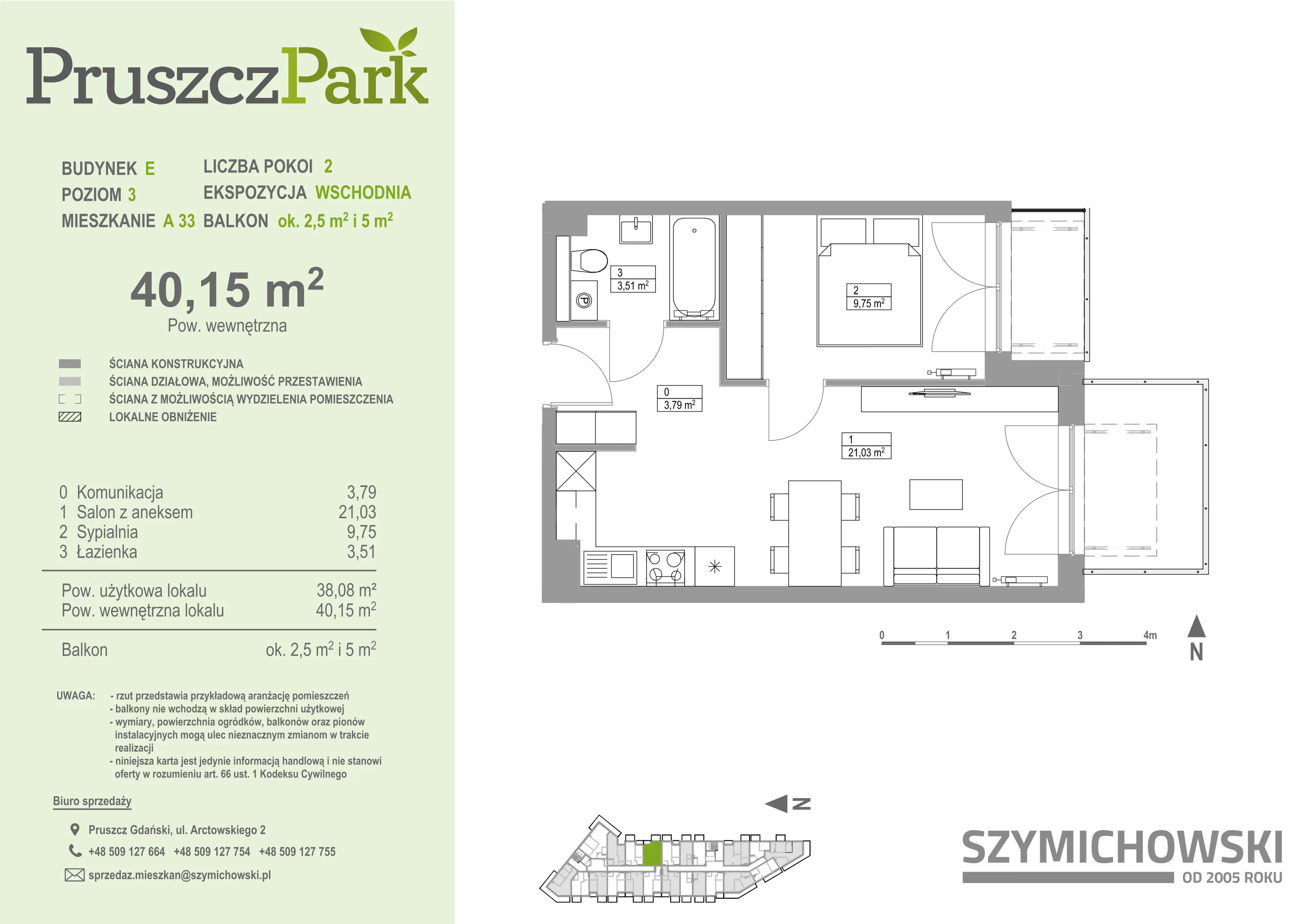 Mieszkanie 40,15 m², piętro 3, oferta nr E-A-33, Pruszcz Park, Pruszcz Gdański, ul. Arctowskiego -idx