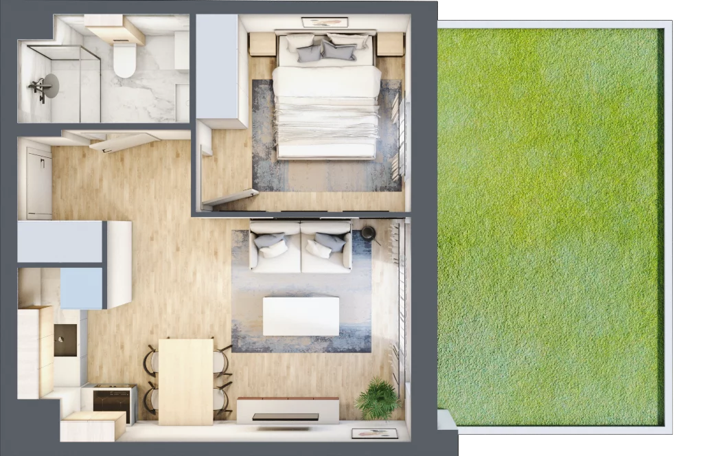 2 pokoje, mieszkanie 34,15 m², parter, oferta nr B.1.2, Silva Straszyn, Straszyn, ul. Boczna/Starogardzka