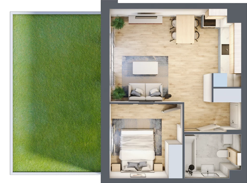 2 pokoje, mieszkanie 42,29 m², parter, oferta nr B.1.5, Silva Straszyn, Straszyn, ul. Boczna/Starogardzka