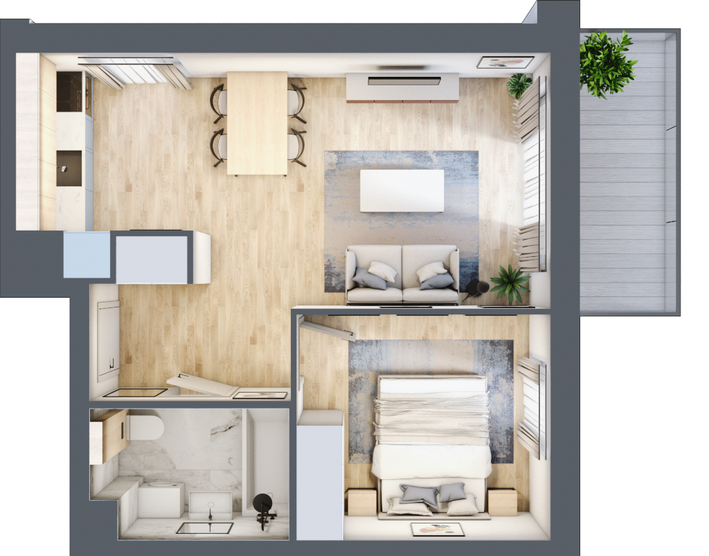 Mieszkanie 39,68 m², piętro 2, oferta nr B.3.3, Silva Straszyn, Straszyn, ul. Boczna/Starogardzka