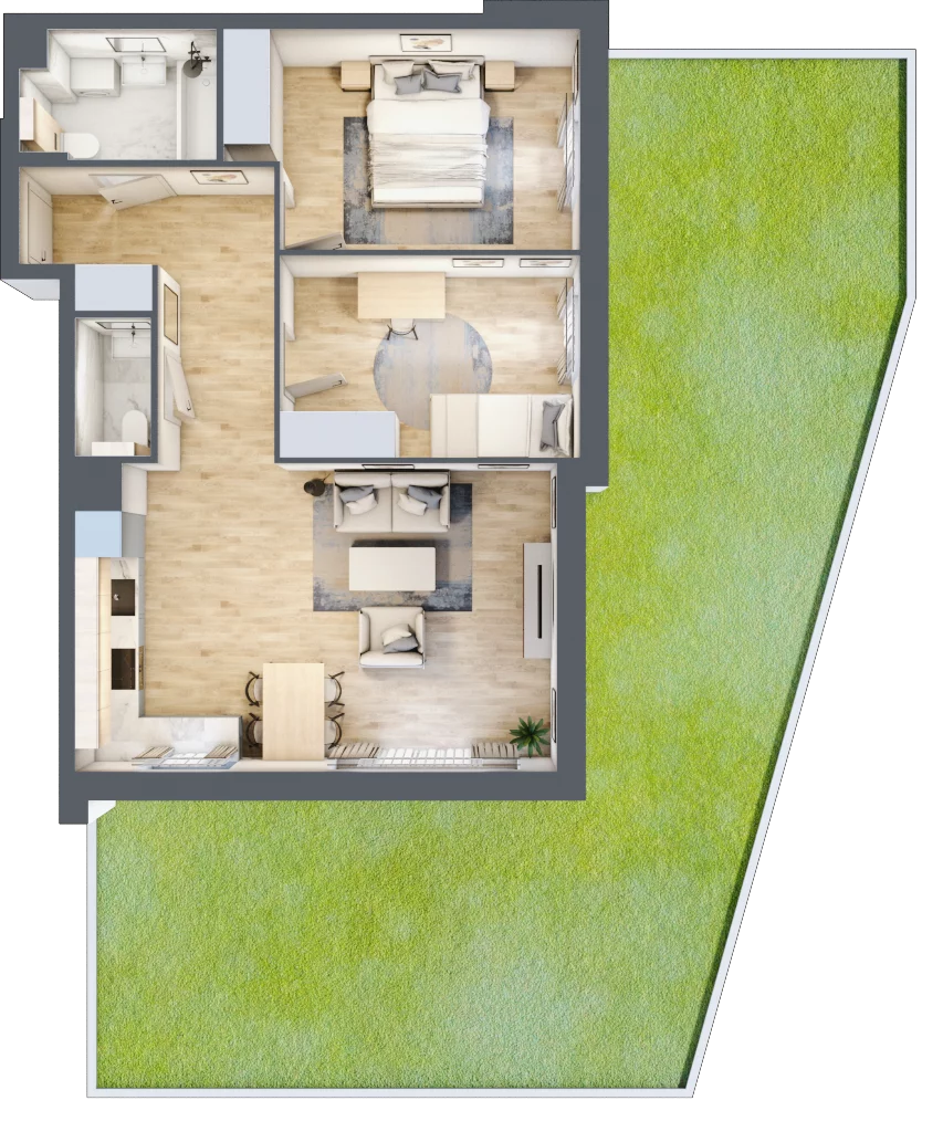 3 pokoje, mieszkanie 64,56 m², parter, oferta nr C.1.2, Silva Straszyn, Straszyn, ul. Boczna/Starogardzka