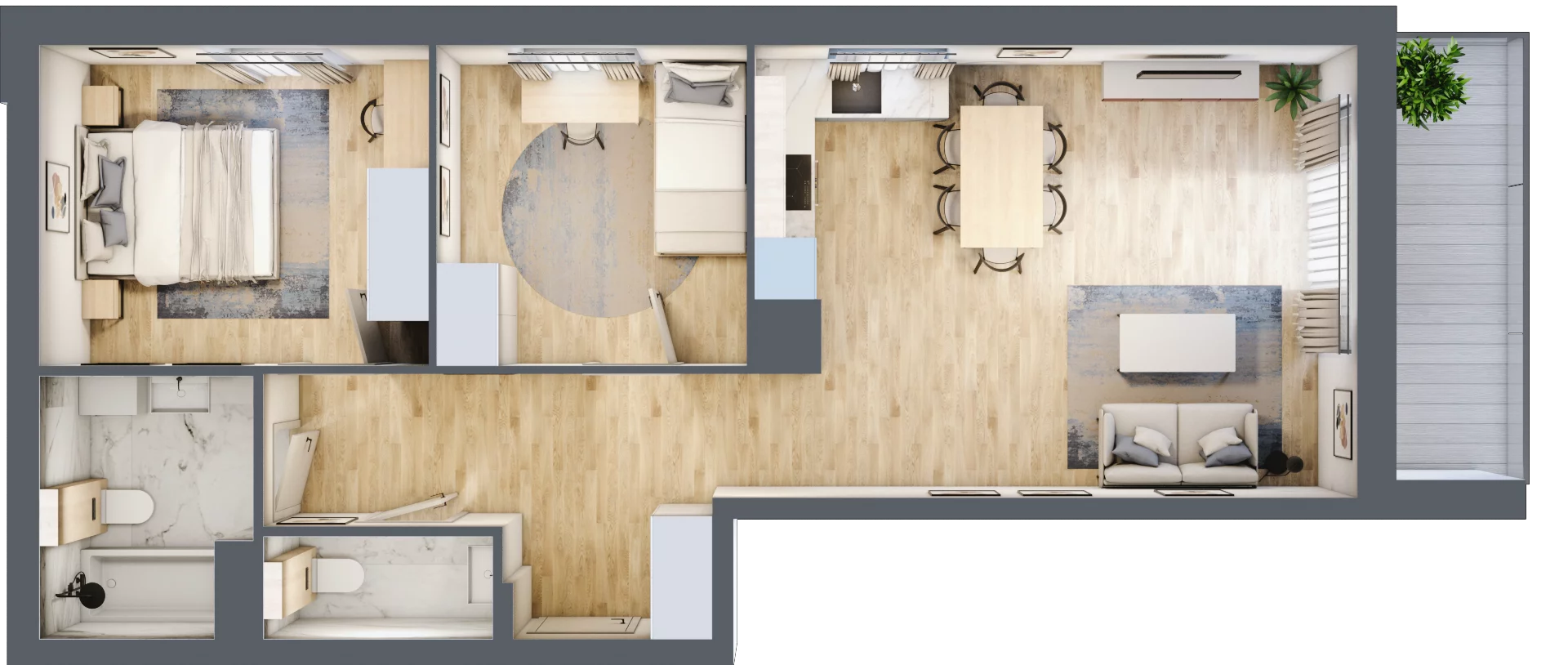 3 pokoje, mieszkanie 64,62 m², piętro 1, oferta nr C.2.1, Silva Straszyn, Straszyn, ul. Boczna/Starogardzka