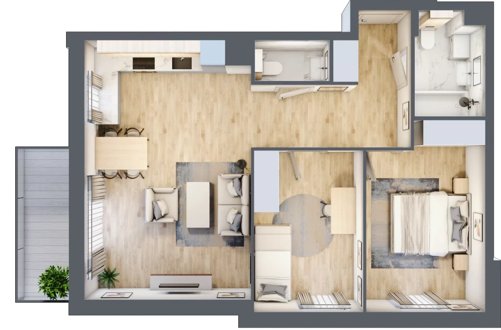 3 pokoje, mieszkanie 64,56 m², piętro 1, oferta nr C.2.2, Silva Straszyn, Straszyn, ul. Boczna/Starogardzka