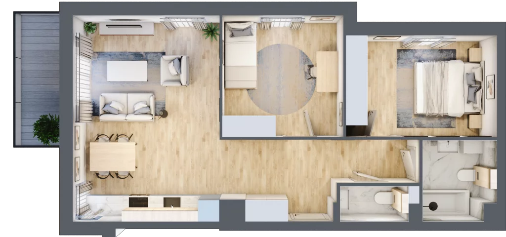 3 pokoje, mieszkanie 65,62 m², piętro 1, oferta nr C.2.8, Silva Straszyn, Straszyn, ul. Boczna/Starogardzka