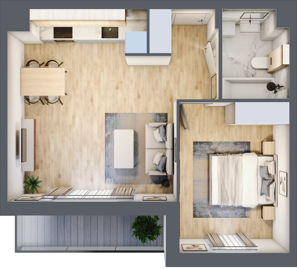 2 pokoje, mieszkanie 45,22 m², piętro 3, oferta nr C.4.4, Silva Straszyn, Straszyn, ul. Boczna/Starogardzka