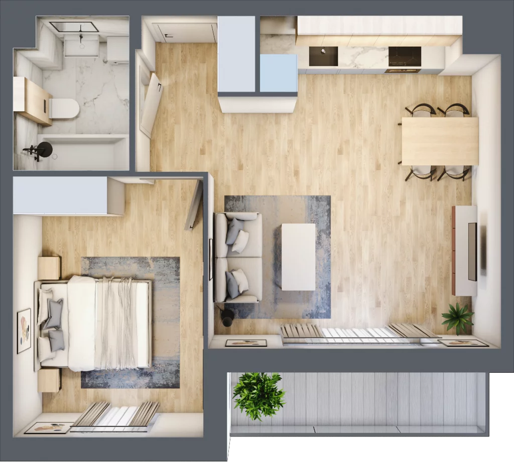 2 pokoje, mieszkanie 45,22 m², piętro 3, oferta nr C.4.5, Silva Straszyn, Straszyn, ul. Boczna/Starogardzka