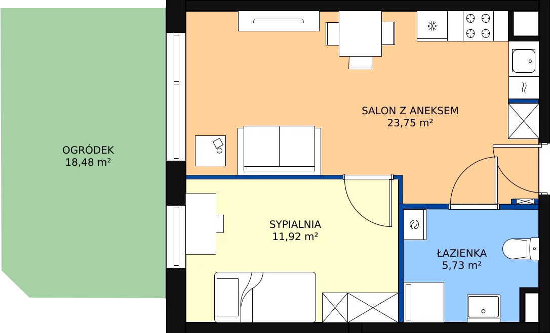 Zalety mieszkania 42.27 m², 1.1.1.