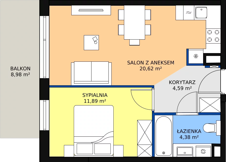 Zalety mieszkania 42.46 m², 1.4.2.
