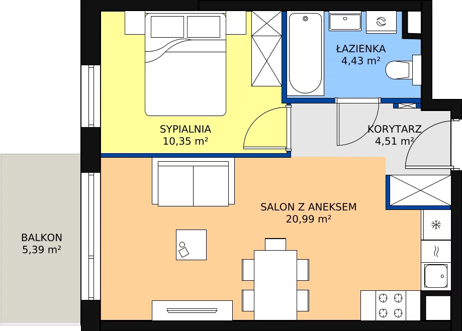 Zalety mieszkania 41.22 m², 1.4.4.