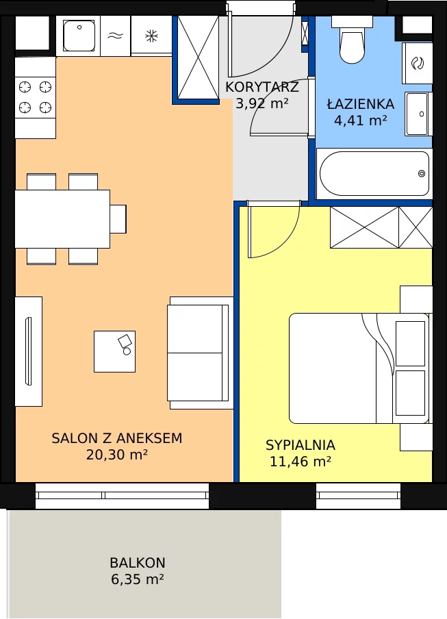 Zalety mieszkania 41.05 m², 2.2.2.