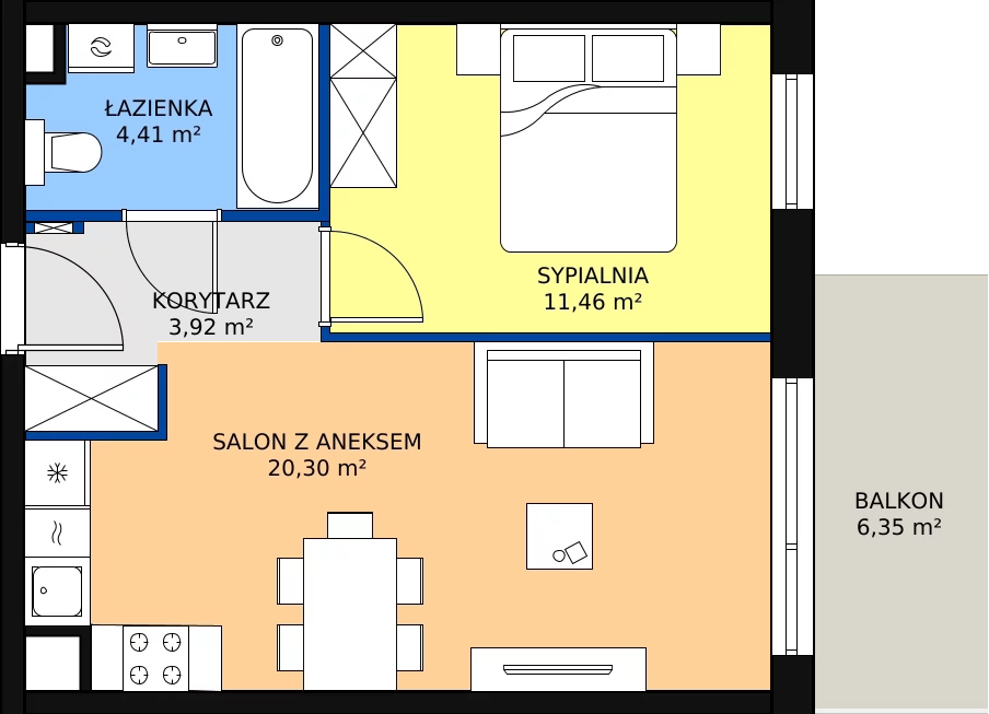 Zalety mieszkania 41.05 m², 2.3.4.