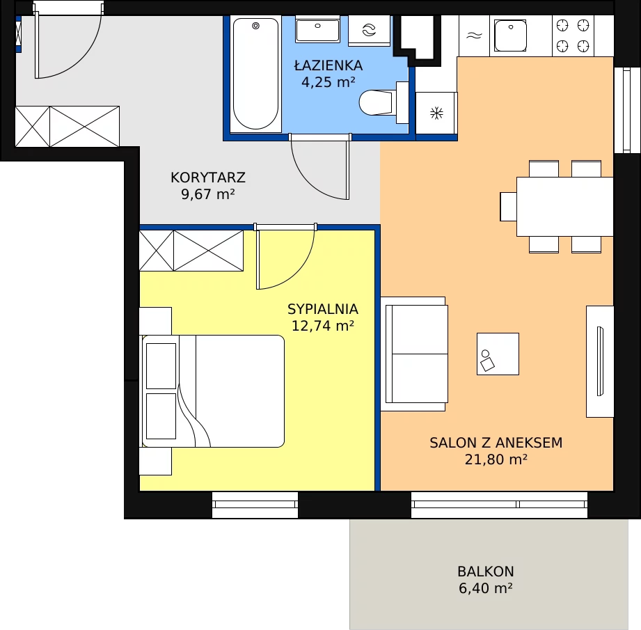 Zalety mieszkania 49.64 m², 2.5.6.