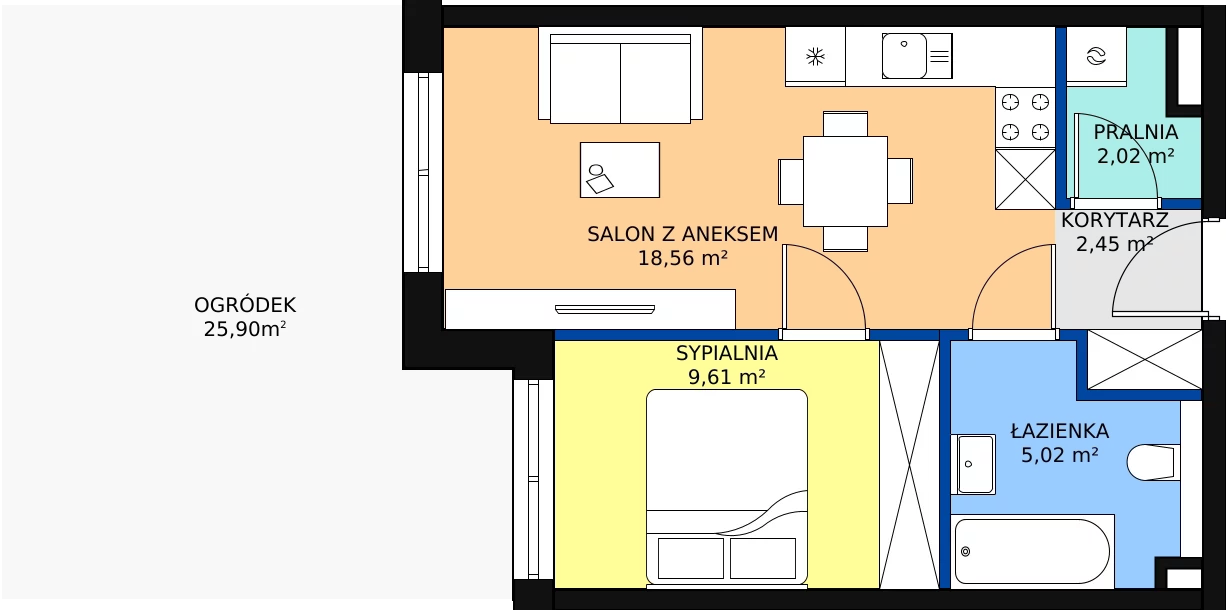Zalety mieszkania 40.29 m², D-A-8