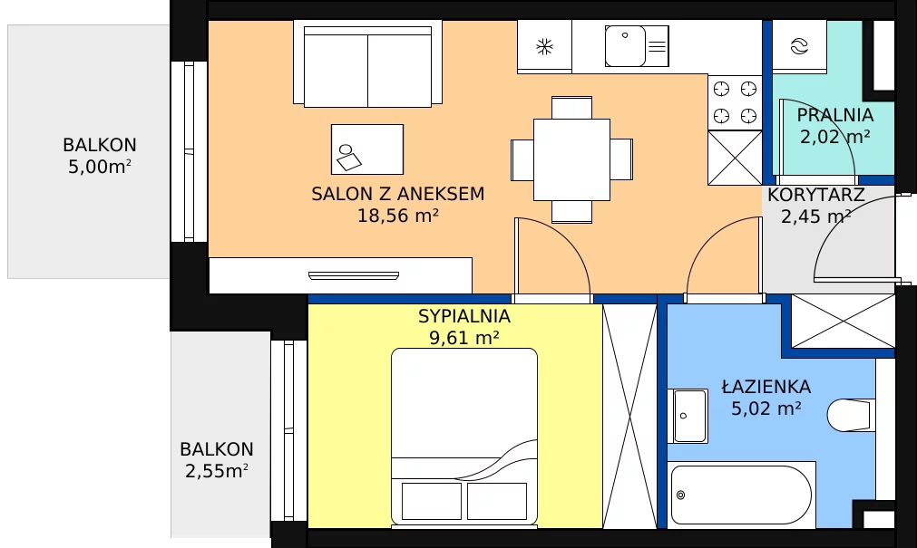 Zalety mieszkania 40.04 m², D-A-16