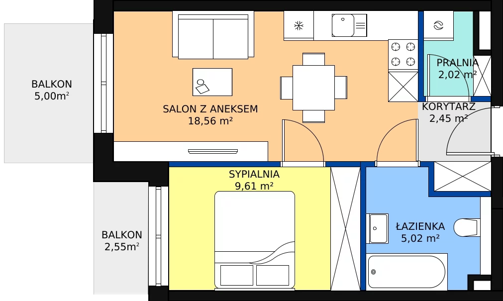 Zalety mieszkania 40.08 m², D-A-30
