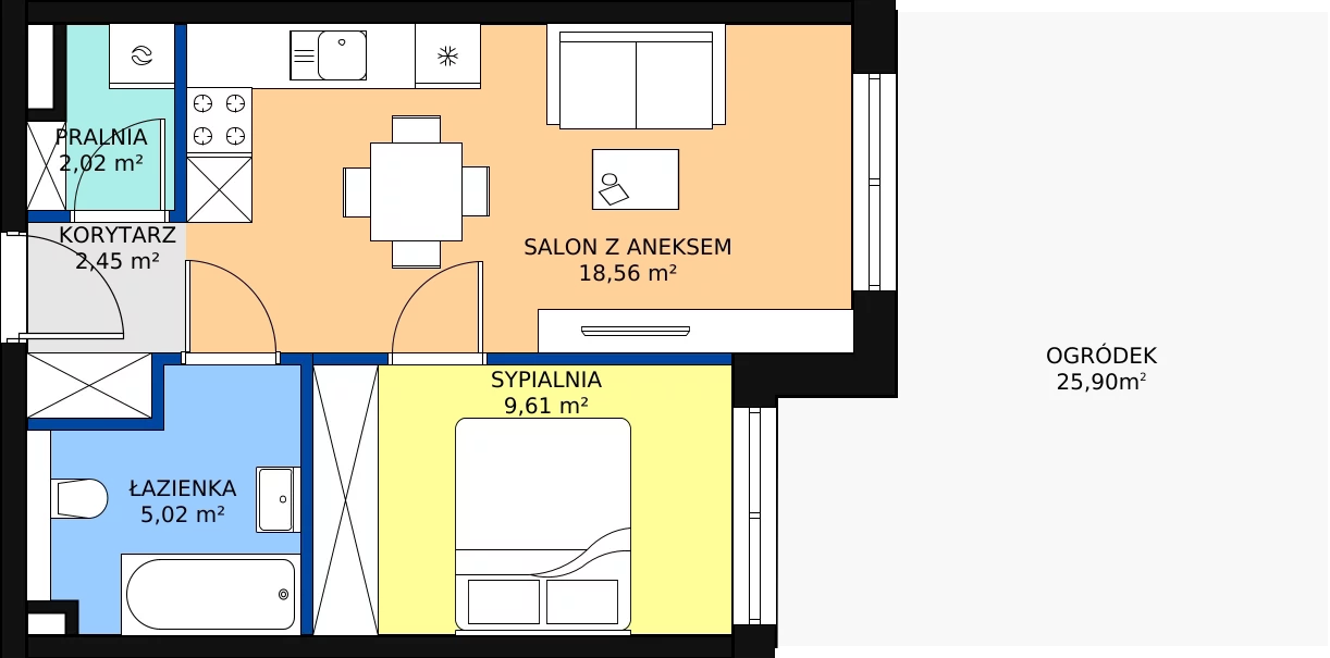 Zalety mieszkania 40.17 m², D-C-8