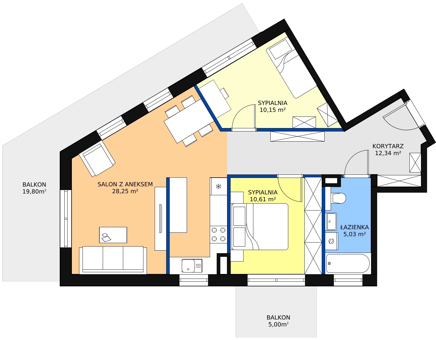 Zalety mieszkania 69.6 m², D-C-24