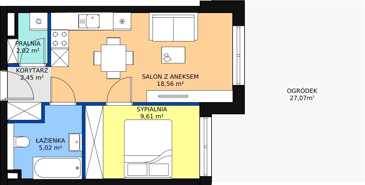 2 pokoje, mieszkanie 40,49 m², parter, oferta nr E-A-6, Pruszcz Park, Pruszcz Gdański, ul. Arctowskiego 