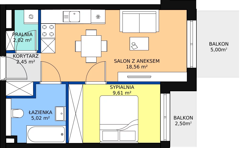 Zalety mieszkania 39.95 m², E-A-14