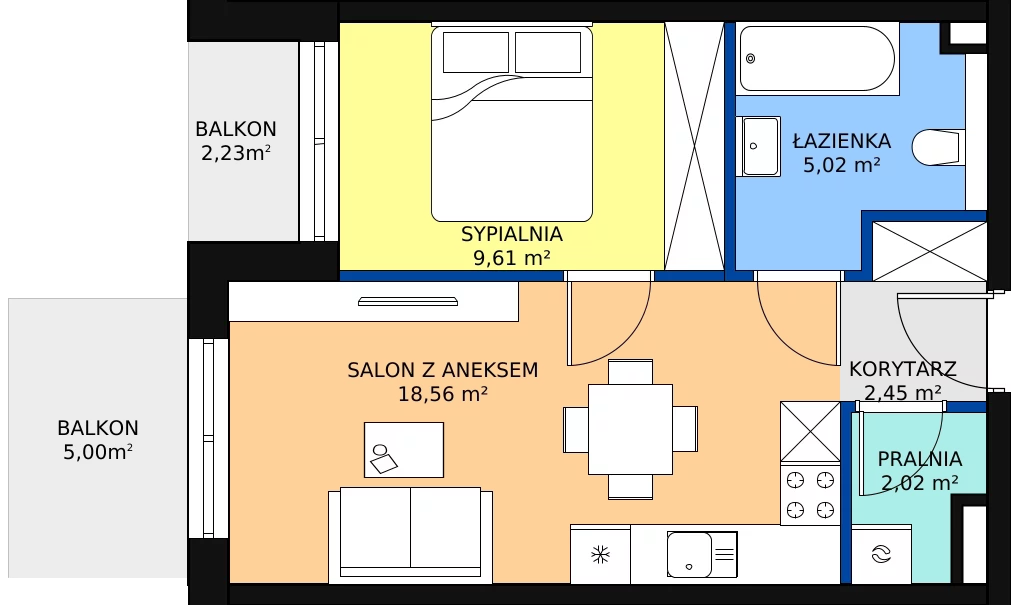 Zalety mieszkania 40.1 m², E-A-19