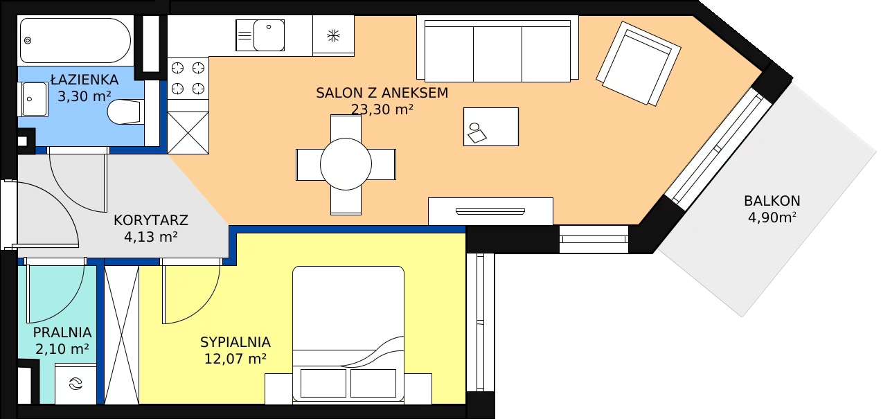 Zalety mieszkania 47.03 m², E-A-25