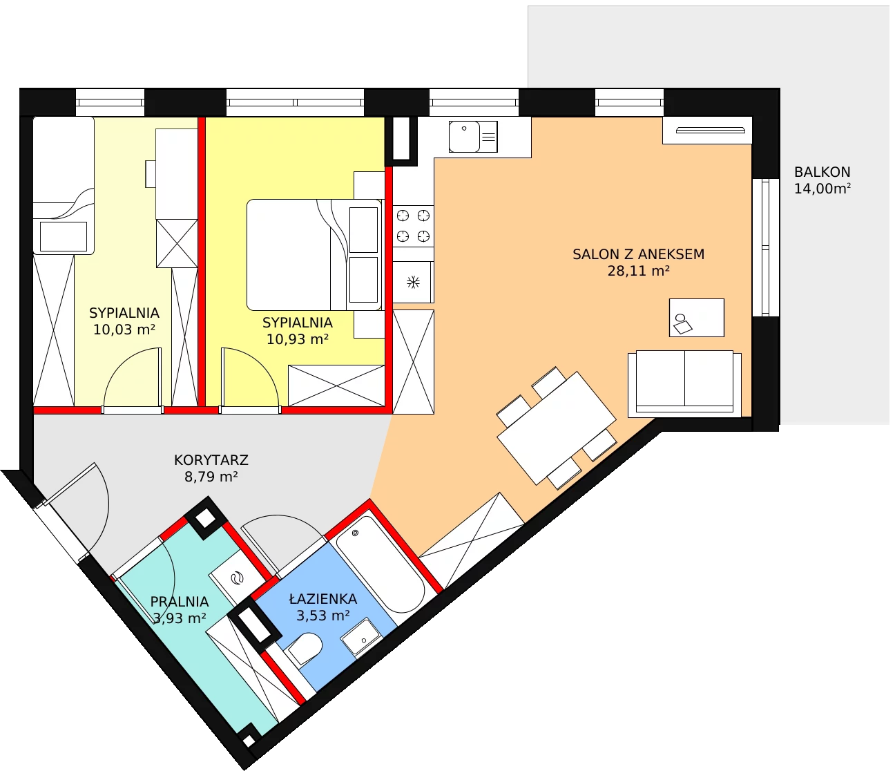 Nowe mieszkanie, 68,86 m², 3 pokoje, 2 piętro, oferta nr E-A-26