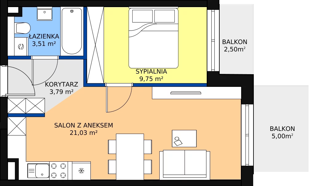 2 pokoje, mieszkanie 39,96 m², piętro 3, oferta nr E-A-33, Pruszcz Park, Pruszcz Gdański, ul. Arctowskiego 
