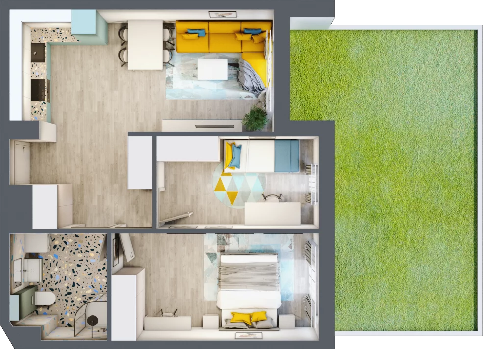 3 pokoje, mieszkanie 57,85 m², parter, oferta nr F.A.3, Pruszcz Park - bud. F , Pruszcz Gdański, ul. Arctowskiego 