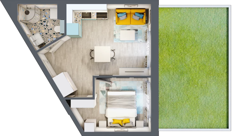 2 pokoje, mieszkanie 34,13 m², parter, oferta nr F.A.4, Pruszcz Park - bud. F , Pruszcz Gdański, ul. Arctowskiego 