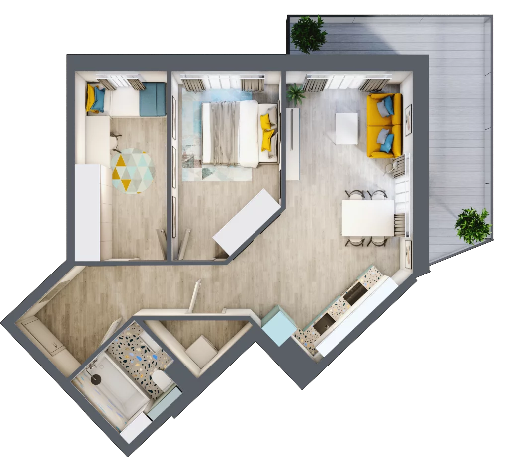 3 pokoje, mieszkanie 57,42 m², piętro 1, oferta nr F.A.8, Pruszcz Park - bud. F , Pruszcz Gdański, ul. Arctowskiego 