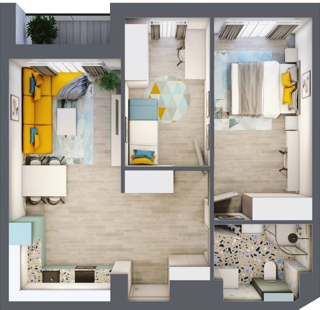 3 pokoje, mieszkanie 57,21 m², piętro 1, oferta nr F.A.11, Pruszcz Park - bud. F , Pruszcz Gdański, ul. Arctowskiego 