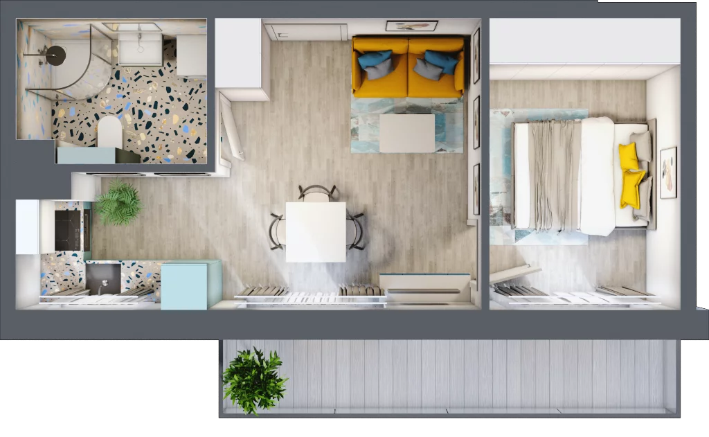 2 pokoje, mieszkanie 33,41 m², piętro 1, oferta nr F.A.14, Pruszcz Park - bud. F , Pruszcz Gdański, ul. Arctowskiego 