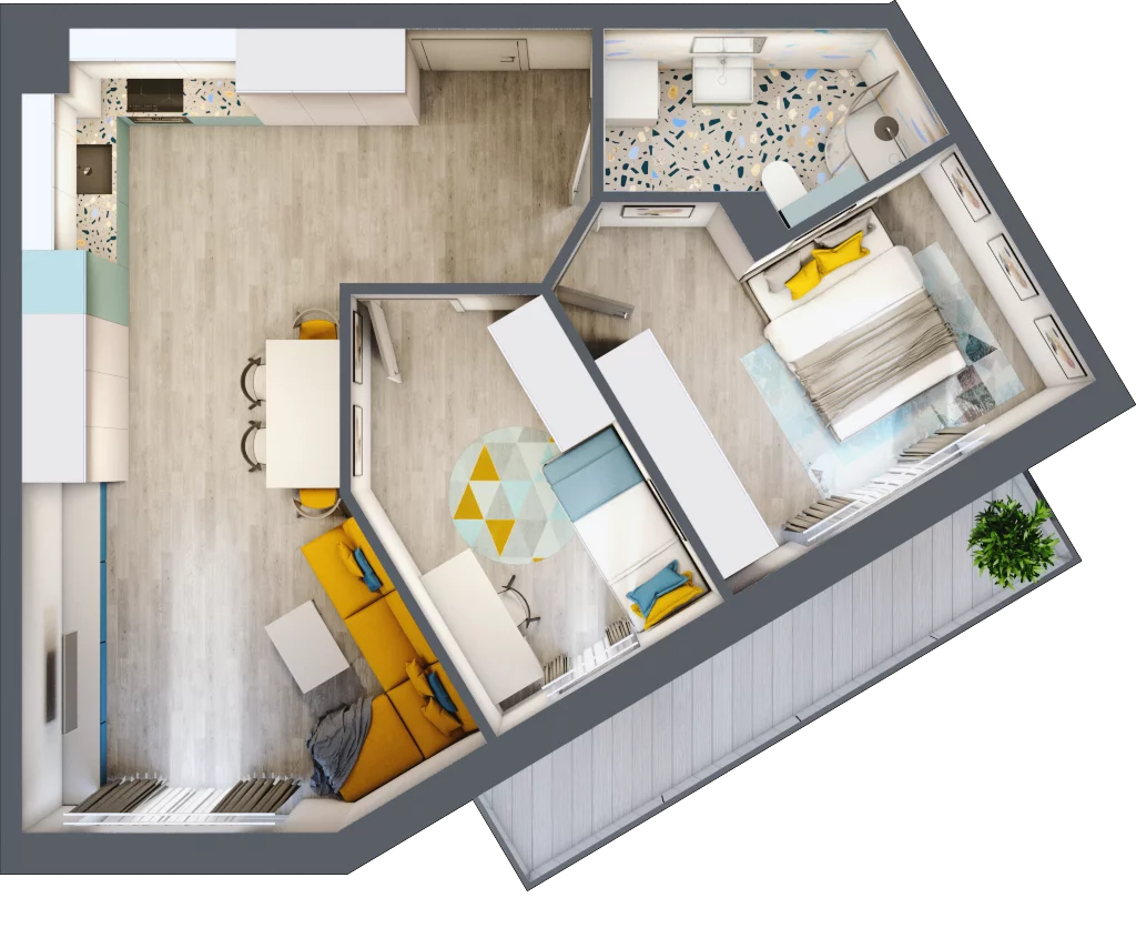 3 pokoje, mieszkanie 58,40 m², piętro 1, oferta nr F.A.15, Pruszcz Park - bud. F , Pruszcz Gdański, ul. Arctowskiego 