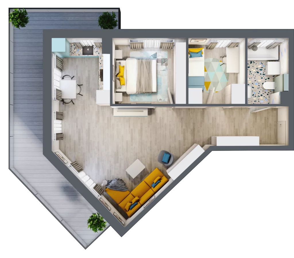 3 pokoje, mieszkanie 62,22 m², piętro 2, oferta nr F.A.35, Pruszcz Park - bud. F , Pruszcz Gdański, ul. Arctowskiego 
