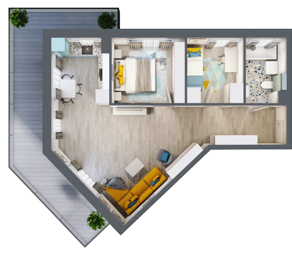 3 pokoje, mieszkanie 62,22 m², piętro 3, oferta nr F.A.49, Pruszcz Park - bud. F , Pruszcz Gdański, ul. Arctowskiego 