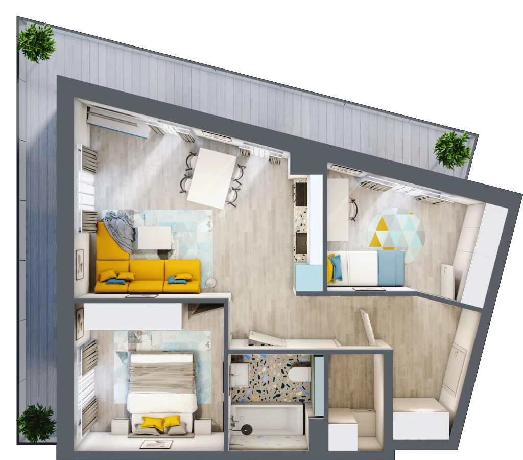 3 pokoje, mieszkanie 61,68 m², piętro 1, oferta nr F.B.1, Pruszcz Park - bud. F , Pruszcz Gdański, ul. Arctowskiego 