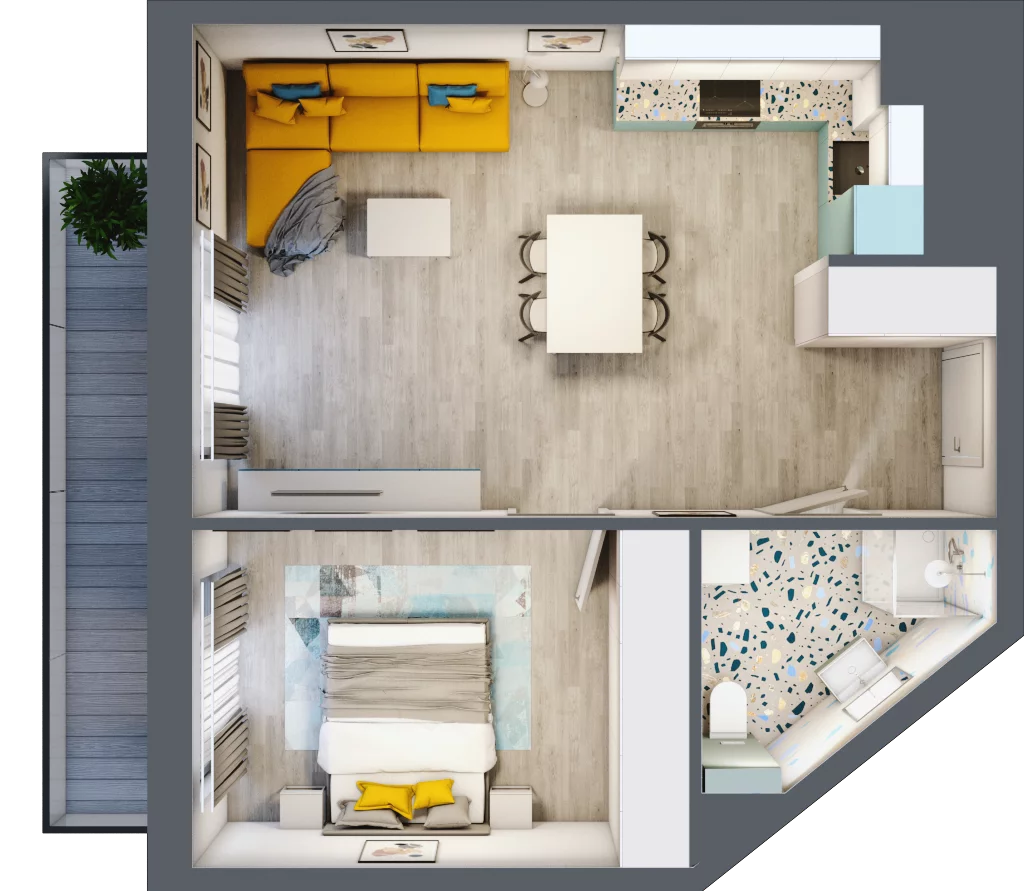 2 pokoje, mieszkanie 47,09 m², piętro 1, oferta nr F.B.3, Pruszcz Park - bud. F , Pruszcz Gdański, ul. Arctowskiego 