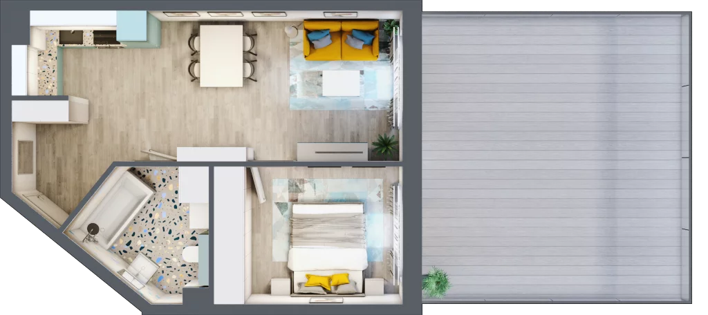 2 pokoje, mieszkanie 43,72 m², piętro 1, oferta nr F.B.6, Pruszcz Park - bud. F , Pruszcz Gdański, ul. Arctowskiego 