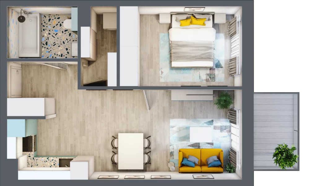 2 pokoje, mieszkanie 45,97 m², piętro 2, oferta nr F.B.15, Pruszcz Park - bud. F , Pruszcz Gdański, ul. Arctowskiego 