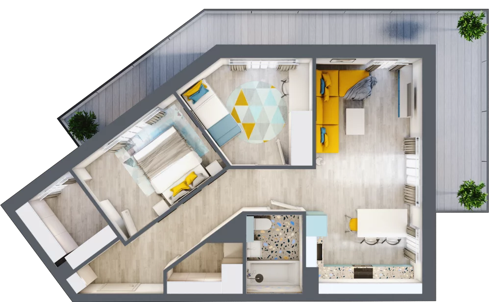 3 pokoje, mieszkanie 63,46 m², piętro 2, oferta nr F.B.16, Pruszcz Park - bud. F , Pruszcz Gdański, ul. Arctowskiego 