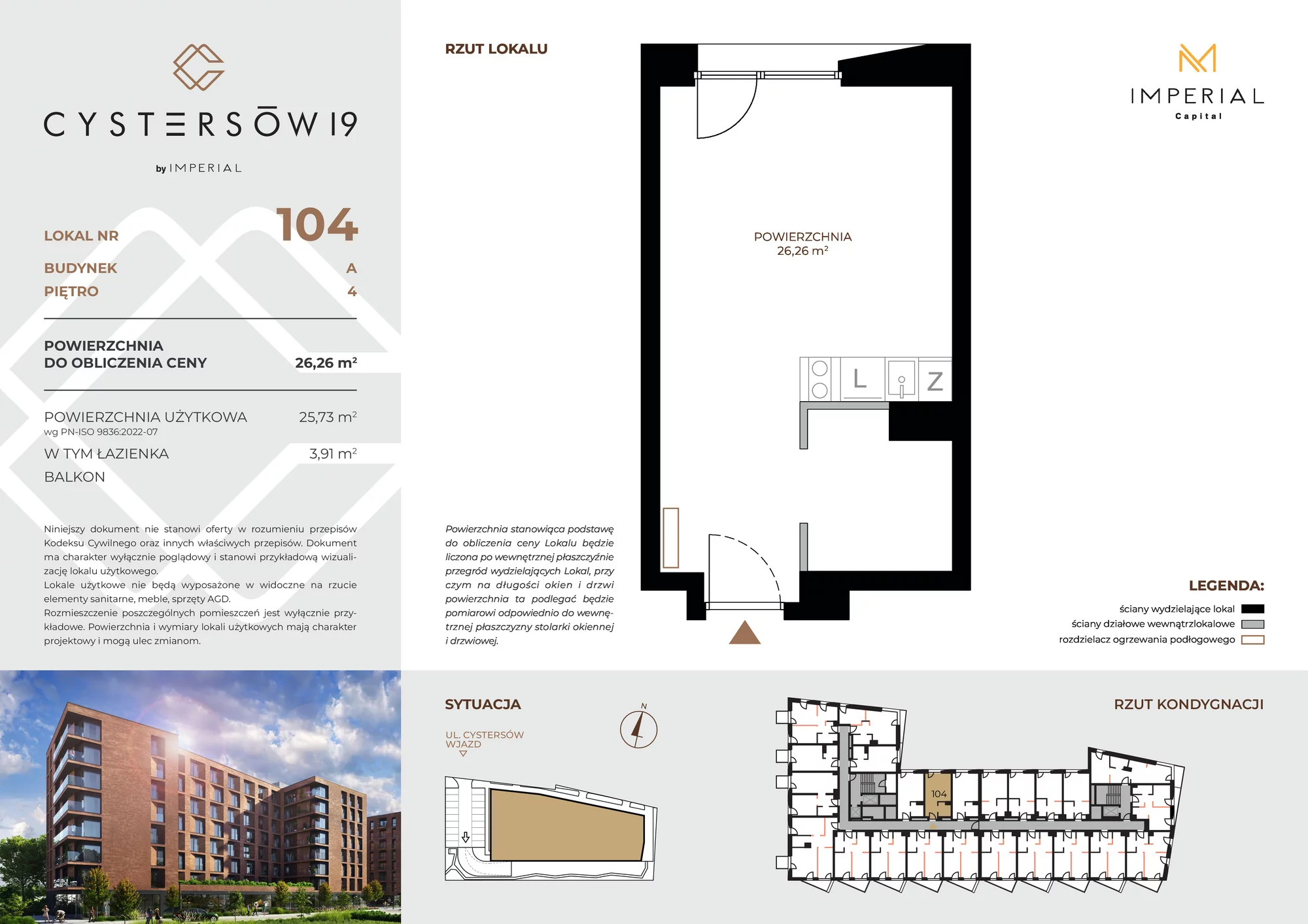 Lokal inwestycyjny 26,26 m², piętro 4, oferta nr 104, Cystersów 19, Kraków, Grzegórzki, ul. Cystersów 19