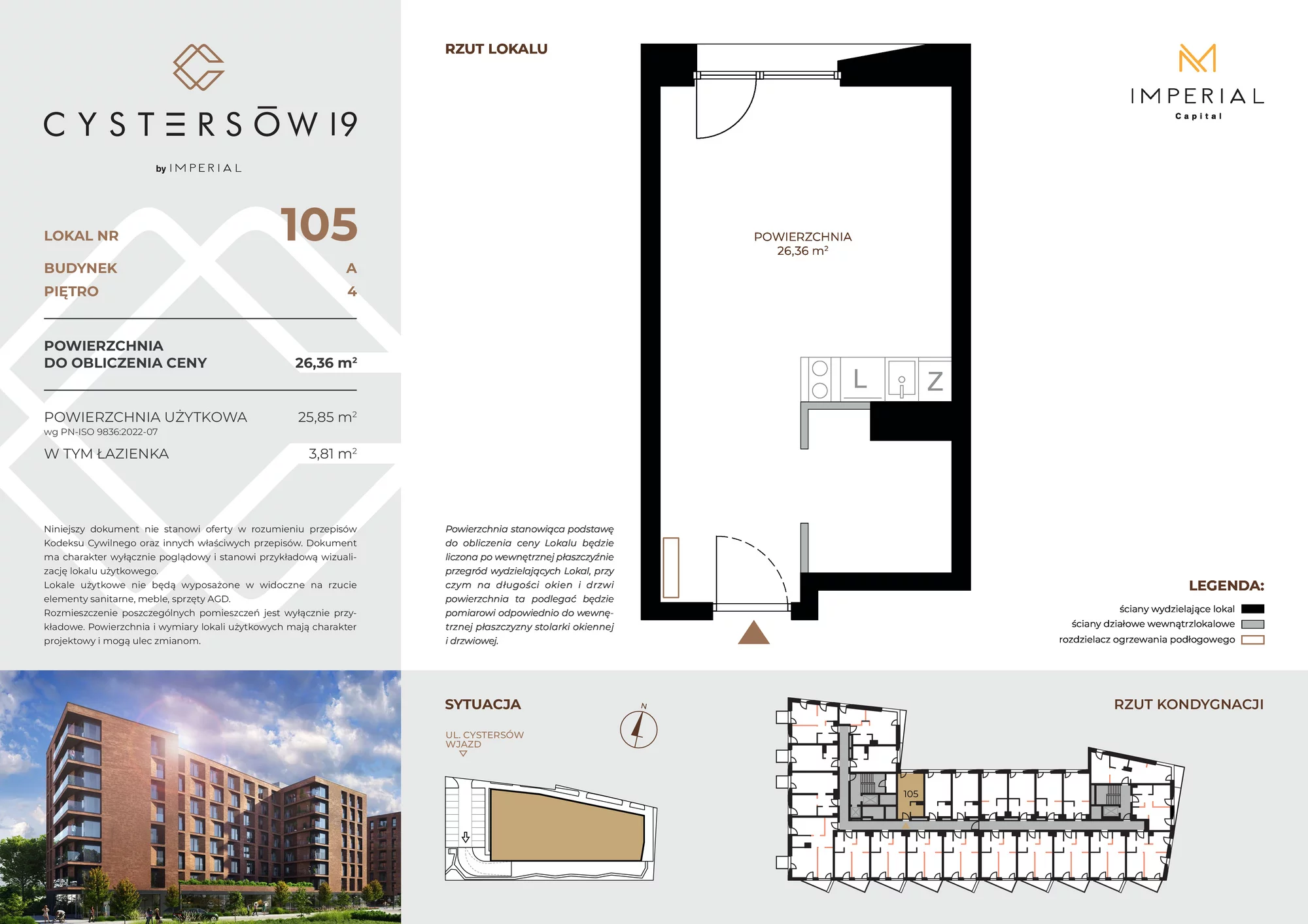 Lokal inwestycyjny 26,36 m², piętro 4, oferta nr 105, Cystersów 19, Kraków, Grzegórzki, ul. Cystersów 19