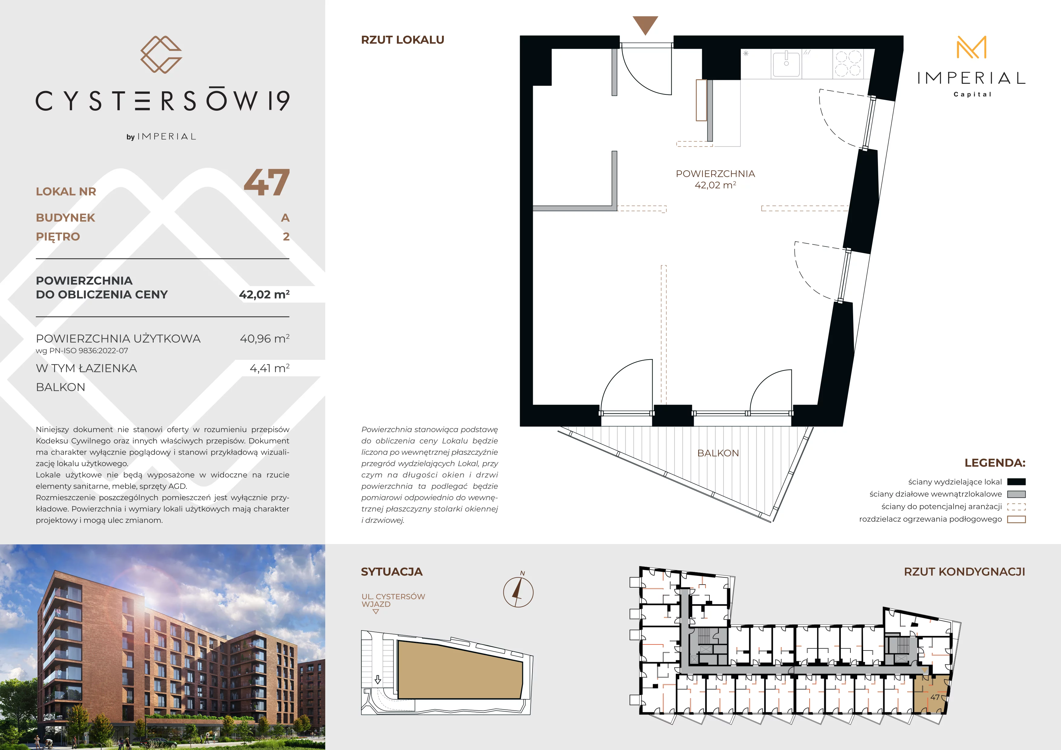 1 pokój, lokal inwestycyjny 42,02 m², piętro 2, oferta nr 47, Cystersów 19, Kraków, Grzegórzki, ul. Cystersów 19