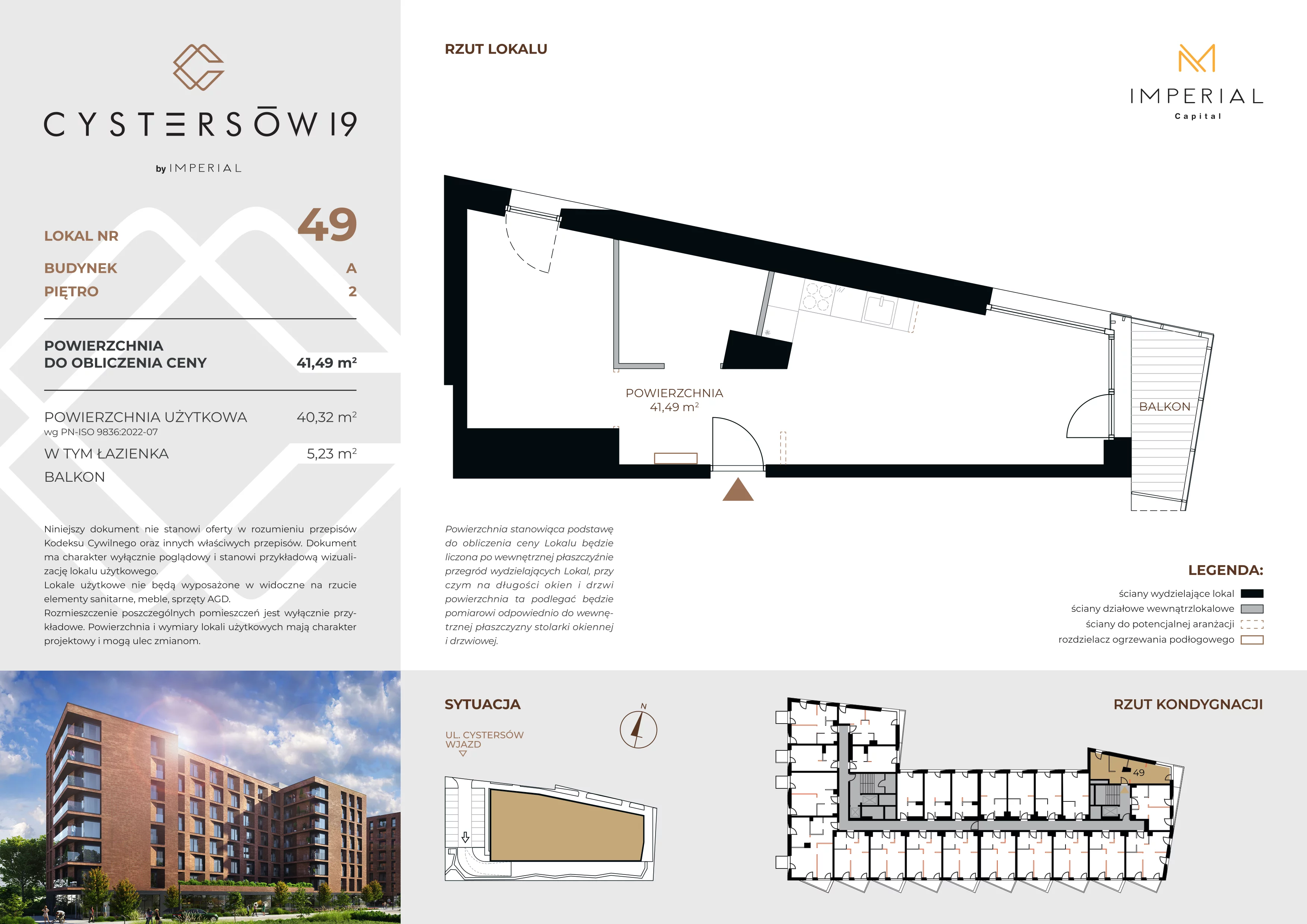 1 pokój, lokal inwestycyjny 41,49 m², piętro 2, oferta nr 49, Cystersów 19, Kraków, Grzegórzki, ul. Cystersów 19