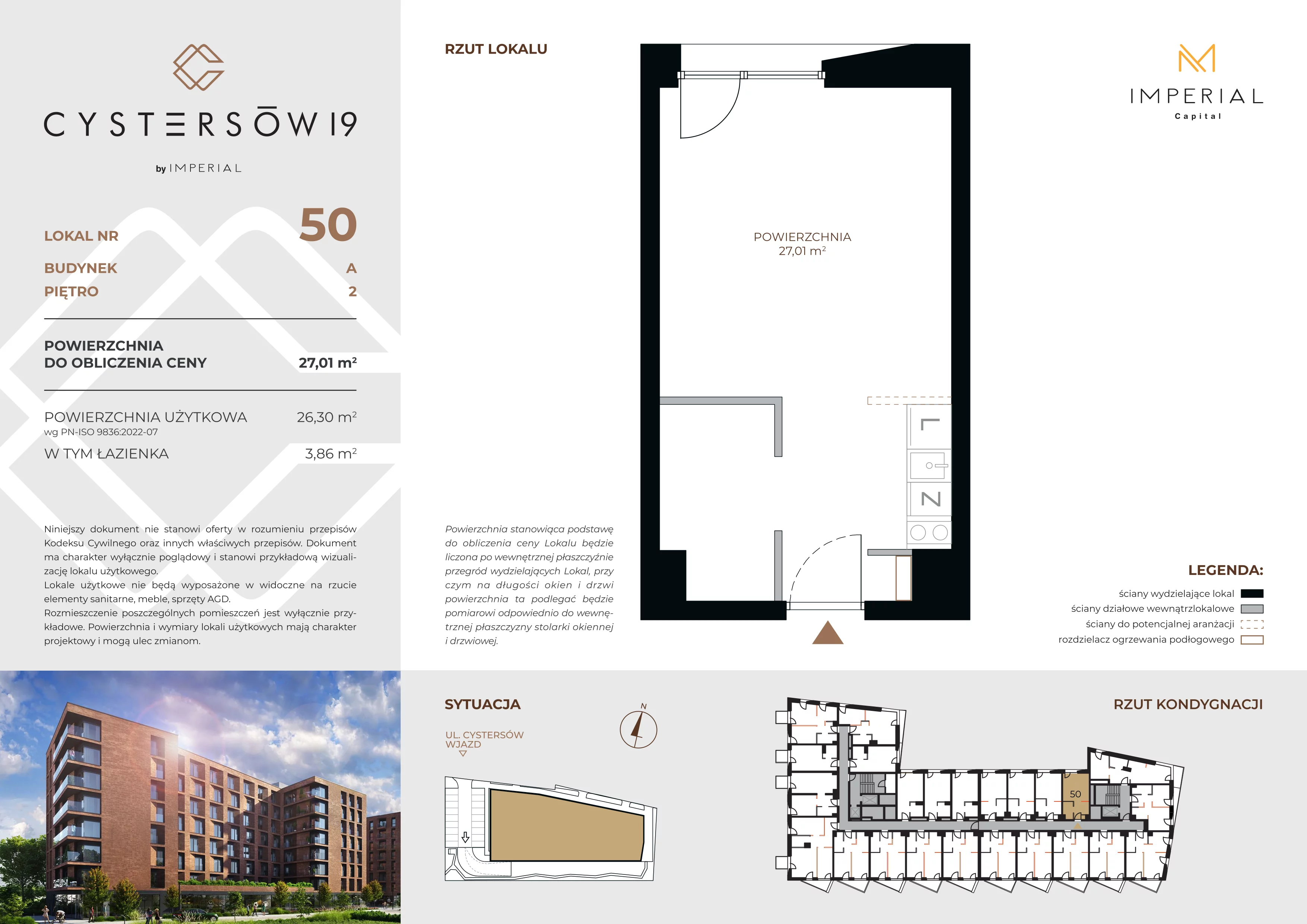 1 pokój, lokal inwestycyjny 27,07 m², piętro 2, oferta nr 50, Cystersów 19, Kraków, Grzegórzki, ul. Cystersów 19