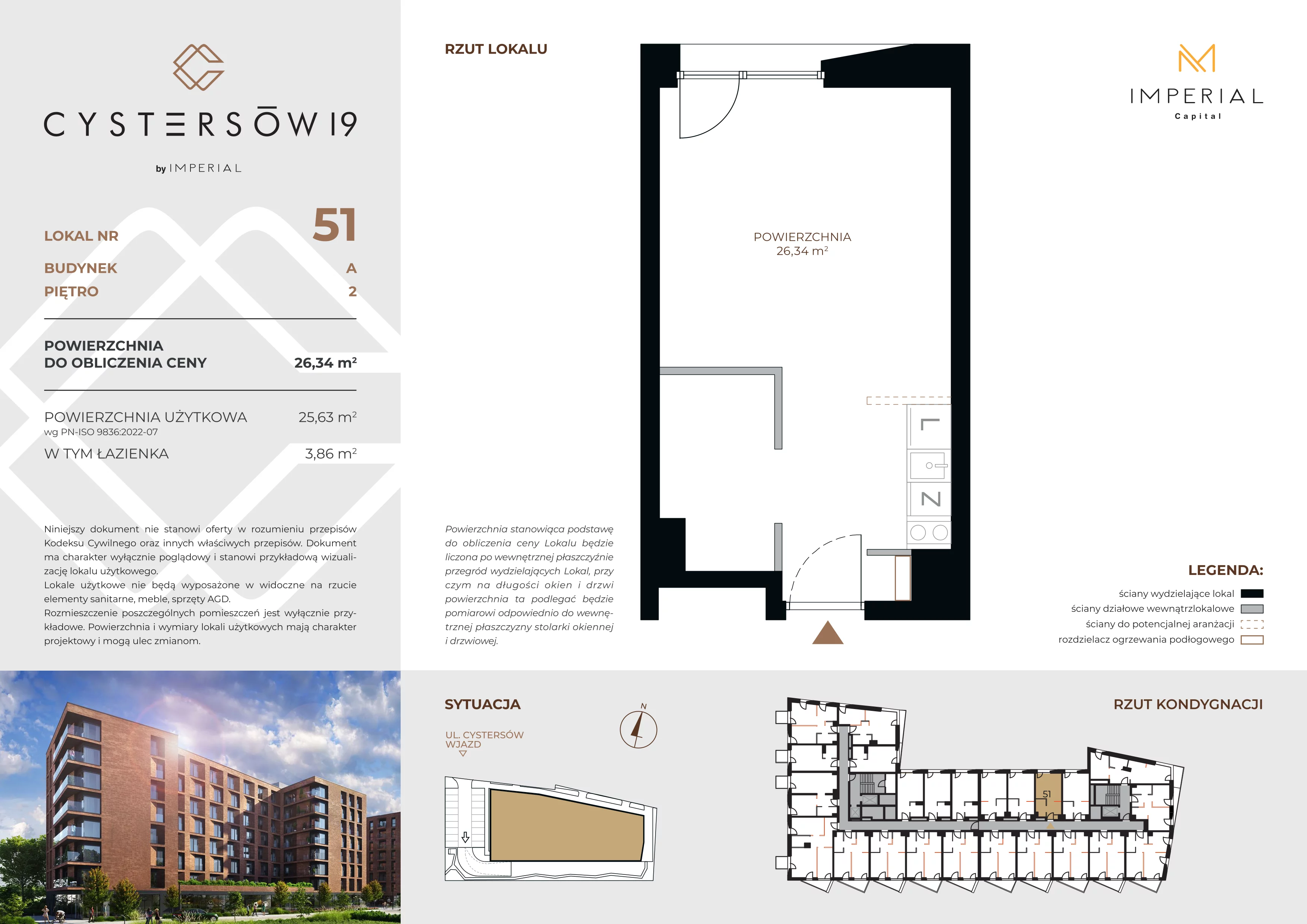 1 pokój, lokal inwestycyjny 26,34 m², piętro 2, oferta nr 51, Cystersów 19, Kraków, Grzegórzki, ul. Cystersów 19