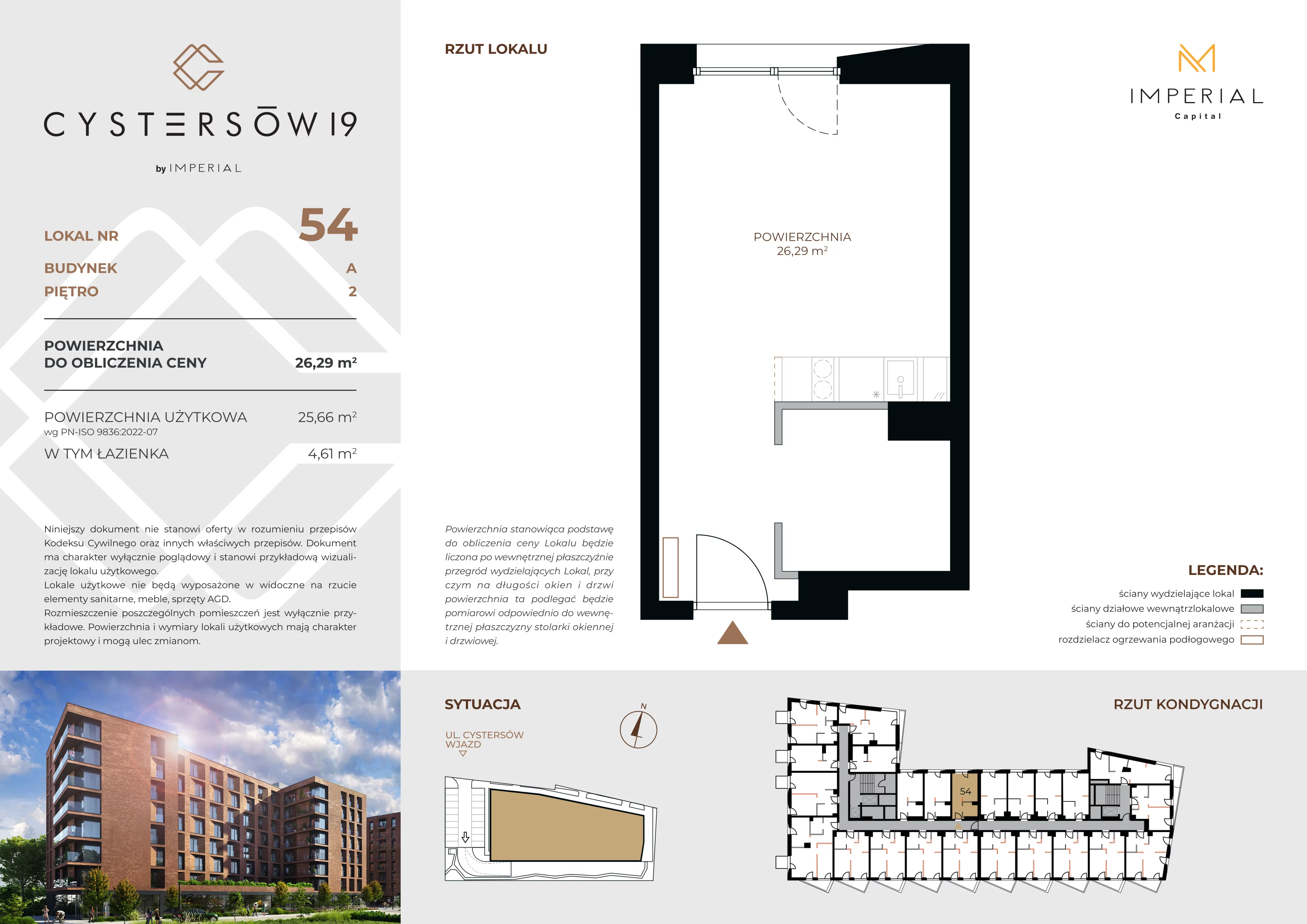 1 pokój, lokal inwestycyjny 26,29 m², piętro 2, oferta nr 54, Cystersów 19, Kraków, Grzegórzki, ul. Cystersów 19